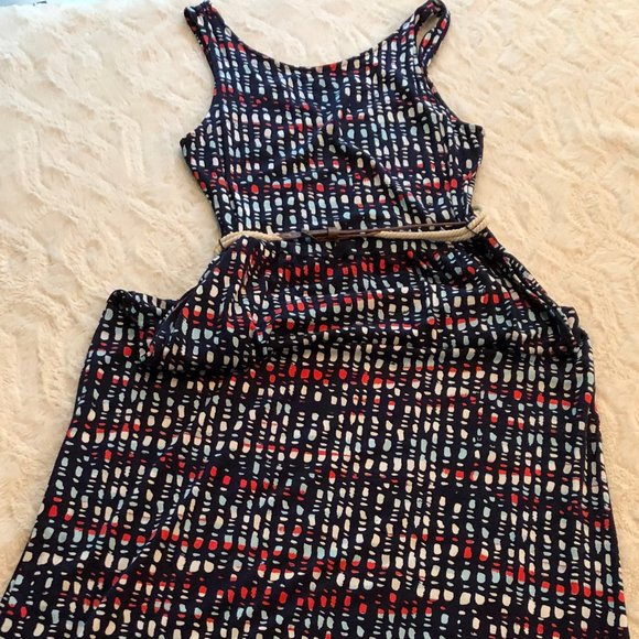 Navy, Red, White Belted Maxi Dress - Picture 1 of 12